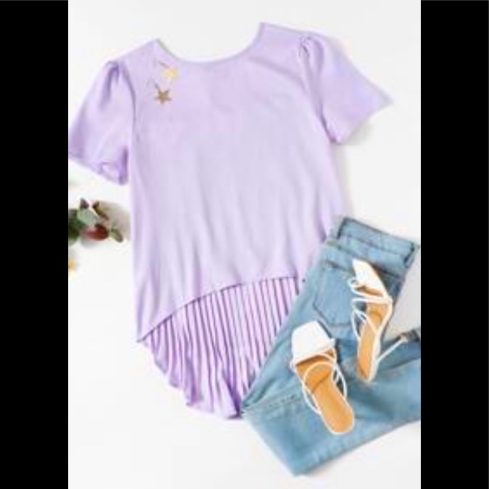 Shein lavender short sleeve blouse.  NWOT